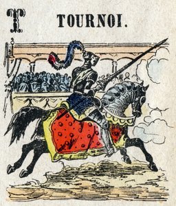 Abecedary. Písmeno T jako turnaj. Malá encyklopedická abeceda, populární série. Epinal imaging, konec 19. století od French School