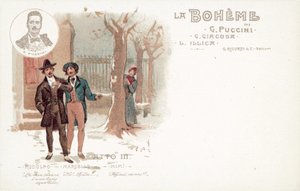 Třetí dějství, La Boheme (barevné lito) od French School
