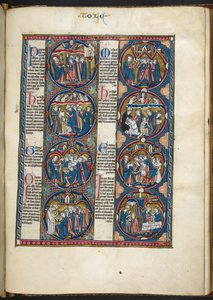 Přidat MS Harley 1527, f.105r, miniatury z Bible moralisée (vellum) od French School