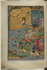 Přidat Ms 18850 f.16v, Východ z archy, z Book of Hours (The Bedford Hours) c.1410-30 (inkoust, barva a zlato na pergamenu) od French School