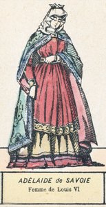 Adelaide Savojská, manželka Ludvíka VI. (barevná rytina) od French School