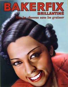 Reklama na vlasovou brilantinu Bakerfix s Josephine Baker (1906-75) od French School