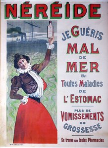 Reklama na lék Nereide proti mořské nemoci, kolem roku 1900 od French School