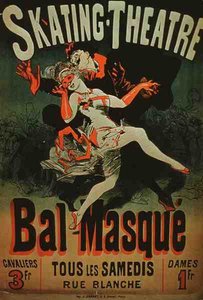 Reklama na „Maskaný ples bruslařského divadla“ (barevné lito) od French School