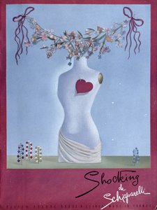 Reklama na parfém "Shocking" od Schiaparelliho, ilustrace z časopisu "Vogue", listopad 1938 (barevná litografie) od French School