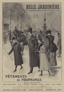 Reklamy na kožešinové oděvy z Belle Jardiniere, Paříž (litho) od French School