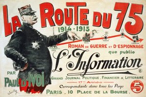 Reklamní plakát k románu „La Route du 75:1914 - 1915: Roman de guerre et d