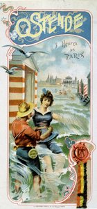 Reklama na cestu do Ostende (Belgie) z Paříže: Ostende: 5 hodin z Paříže, cca 1900 (chromolitograf) od French School