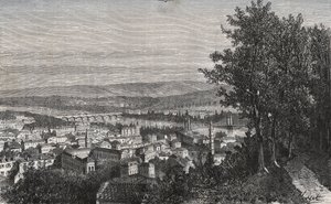 Agen - Lot-et-Garonne - rytina v „La France illustrée: geografie, historie, statistická správa“ od V.A. Malt-Brown. 1884 od French School