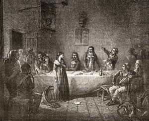 Aimee Cecile Renault před revolučním výborem, z „Histoire de la Revolution Francaise“ od Louise Blanca (1811-82) od French School