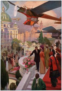 Letadla v budoucnosti. cca 1910 (rytina) od French School