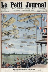 Airshow se konala v Betheny, Francie, ilustrace z francouzských novin Le Petit Journal - Meeting d
