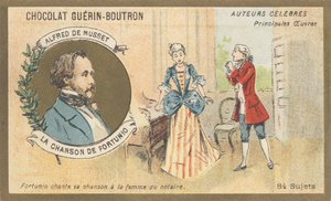 Alfred de Musset (1810-1857), francouzský spisovatel období romantismu, autor „Chanson de Fortunio“, poezie (1852) od French School