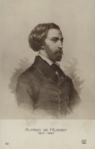 Alfred de Musset, francouzský dramatik, prozaik a básník (litografie) od French School