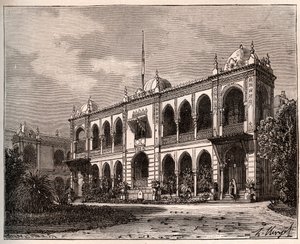 Alžír - Guvernérský palác v Mustapha - rytina v „La France illustrée: geografie, historie, statistická správa“ od V.A. Malt-Brown. 1884 od French School