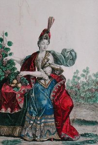 Alegorie podzimu (barevná rytina) od French School