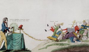 Alegorie francouzské revoluce odstraňující všechny trůny korunovaných lupičů od French School