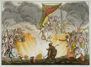 Indická vdova uhořela s tělem manžela, deska 30 z Knihy o Indii, vyryla Gaetano Zancon (1771-1816) od French School