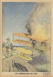 Hořící letadlo (barva litho) od French School