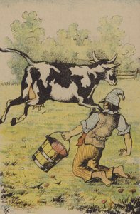 Neúspěšný pokus podojit krávu (barva litho) od French School