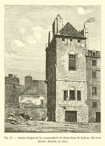 Bývalá pevnost komendy Saint-Jean de Latran, známá jako věž Bichat, zbořena v roce 1854 od French School
