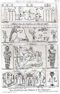 Starověké egyptské a perské náboženské a astronomické ilustrace a symboly od French School