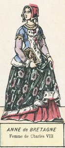 Anna Bretaňská, manželka Karla VIII. (barevná rytina) od French School