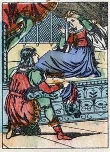 Anonymní ilustrace k „La belle au bois dormant“, příběh Charlese Perraulta (1628-1703), francouzského spisovatele. Dřevoryt Imaging Pellerin - Epinal, sd. Konec 19. století. od French School