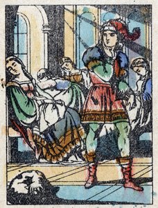 Anonymní ilustrace k „La belle au bois dormant“, příběh Charlese Perraulta (1628-1703), francouzského spisovatele. Dřevoryt Imaging Pellerin - Epinal, sd. Konec 19. století. od French School