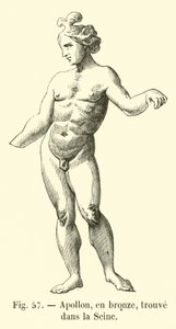 Apollón z bronzu, nalezený v Seině (rytina) od French School