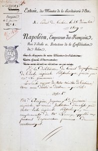 Jmenování Napoleonem z André Marie Ampère inspektorem Polytechniky - Povinná zmínka: Archiv Bible. z Ecole Polytechnique od French School