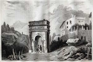 Augustův oblouk (Susa) - Augustův oblouk (Susa) - Arco di Augusto (Susa) - rytina z “”Itálie malebné” - Historická a popisná malba Itálie”” od M. de Norvinse, Ch. Nodier 1834-1836. od French School