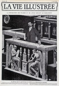 Aristide Briand na tribuně jednacího sálu (oddělení církve a státu) – v „“ La Vie Illustrée“““ ze 7. 4. 1905. od French School