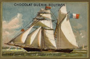 Ozbrojený škuner na lov tresek (chromolitho) od French School