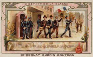 Armádní kadeti odcházejí ke svému pluku po absolvování akademie (chromolitho) od French School