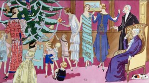 Kolem vánočního stromu, módní talíř z časopisu Art Gout Beaute, prosinec 1923 od French School