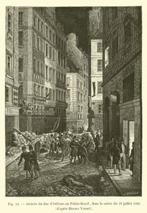 Příjezd vévody z Orléans do Palais-Royal, večer 29. července 1830, podle Horace Verneta od French School