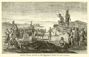 Asijské rasy, nepřátelské Egypťanům, z památek (rytina) od French School