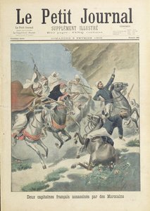 Zavraždění dvou francouzských kapitánů z cizinecké legie Maročany z kmene Beni-Smir, ilustrace na obálce 