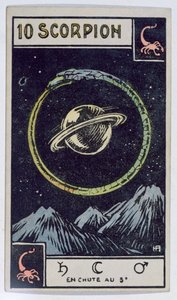 Astrologická tarotová karta zobrazující Štíra od French School