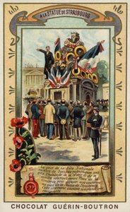 U sochy ve Štrasburku, Place de la Concorde, Paříž (chromolitho) od French School