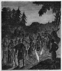 Ateshgah of Baku - Atechgah (požární dům poblíž Baku) (chrám uctívačů ohně v Ázerbájdžánu) Rytina v "" Vědy dostupné všem - populární fyzika a chemie"" od Alexise Clerca - konec 19. století. Soukromá sbírka. od French School