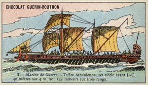 Athénská triéra, 4. století před naším letopočtem (chromolitho) od French School