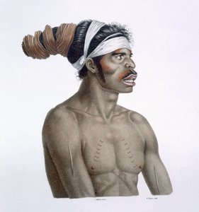 Australský domorodec, muž jménem Cour-rou-bari-gal, z New Holland, 1812 od French School