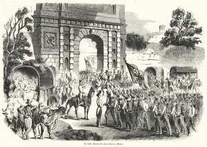 Rakouská vojska vstupující do Milána, Itálie, 6. srpna 1848 (rytina) od French School