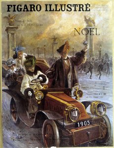 Automobil Dion-Bouton 1905 a kabáty a kožešiny Grunwaldt - v „“ Le Figaro Illustré“, prosinec 1904 od French School