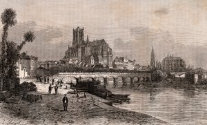 Auxerre - Bourgogne-Franche-Comte - rytina v „La France illustrée: geografie, historie, statistická správa“ od V.A. Malt-Brown. 1884 od French School