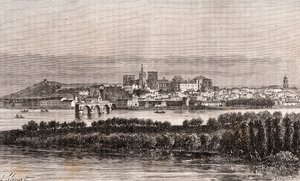 Avignon ve Vaucluse - rytina v „La France illustrée: geografie, historie, statistická správa“ od V.A. Malt-Brown. 1884 od French School