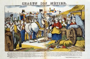 Po návratu z ostrova Elba byl Napoleon přivítán Francouzi s nadšením. Obrázek Epinal od French School