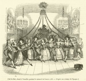 Bal du Mai, přívěsek ve Versailles le carnaval de l"annee 1763 od French School
